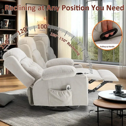 Massage Heated Rocker Recliner Chair with Swivel comfydesigners