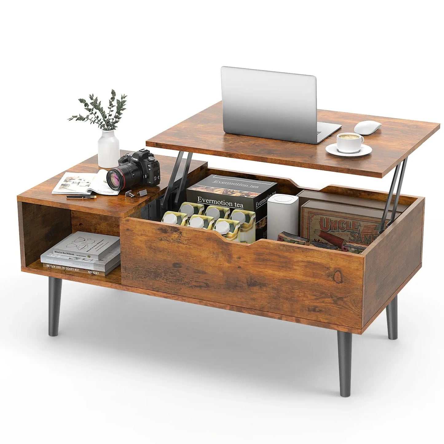 Lift Top Wood Rectangular Coffee Table comfydesigners