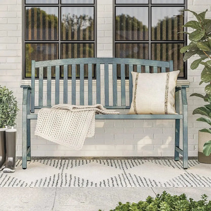 Sit. Stay. Enjoy. — 50" Rust-Resistant Farmhouse Outdoor Bench with Aluminum Seat & Iron Frame comfydesigners