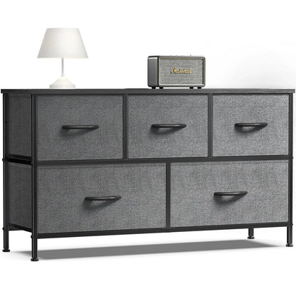 Refined Storage for the Modern Home — 5-Drawer Fabric Dresser with Steel Frame & Wooden Top comfydesigners