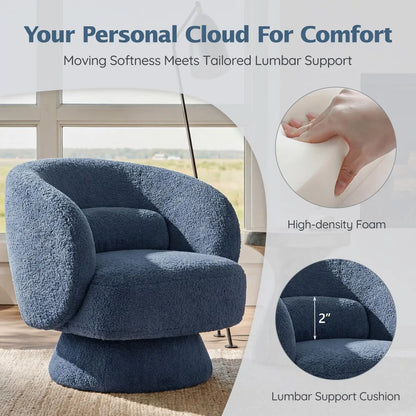 360° Swivel Boucle Barrel Chair — Lumbar