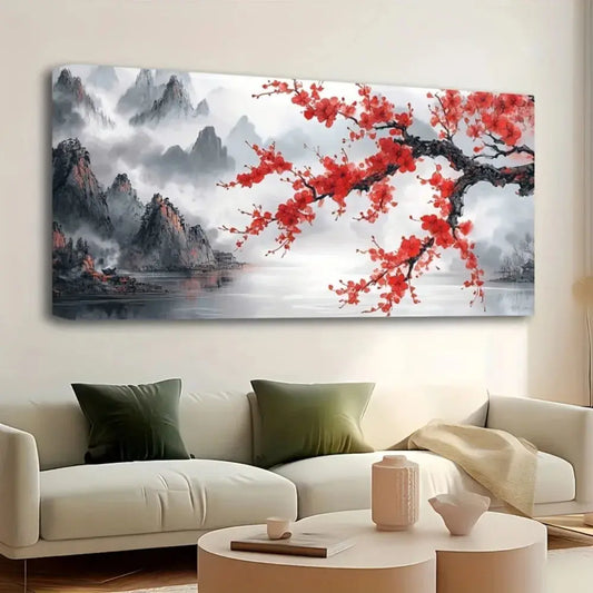 Chinese "Pink Plum" Landscape Hanging Picture comfydesigners