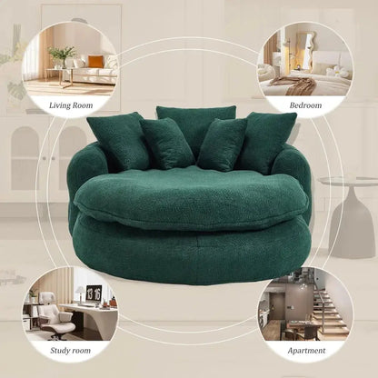 Oversized Round Memory Foam Chenille Chaise Lounge comfydesigners