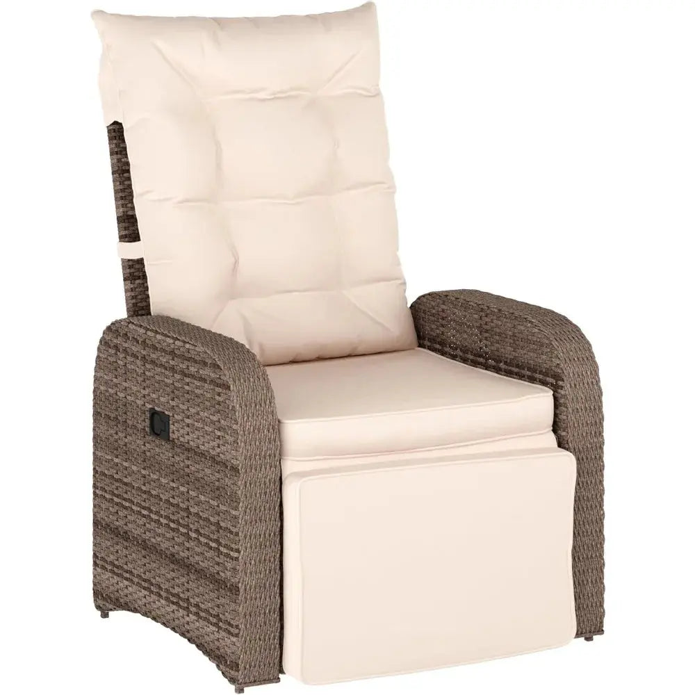 Outdoor Wicker Rattan Recliner Lounge Chair | Indoor & Outdoor, 3-Position Recline & Flip-Up Side Table comfydesigners