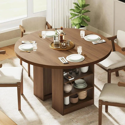 Extendable Round Dining Table with Storage comfydesigners