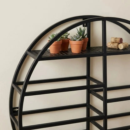Black Iron Wine Shelf Wall Mounted comfydesigners