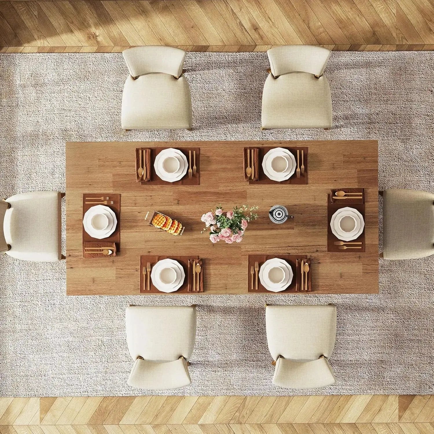63" Farmhouse Dining Table, Seats 6 comfydesigners