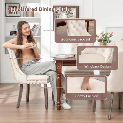 Velvet Dining Chairs, Upholstered with Deep Button Tuffed Back comfydesigners
