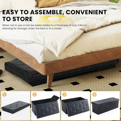 The Cleverest Seat in the Room — 30" Collapsible Leather Storage Ottoman & Footstool comfydesigners