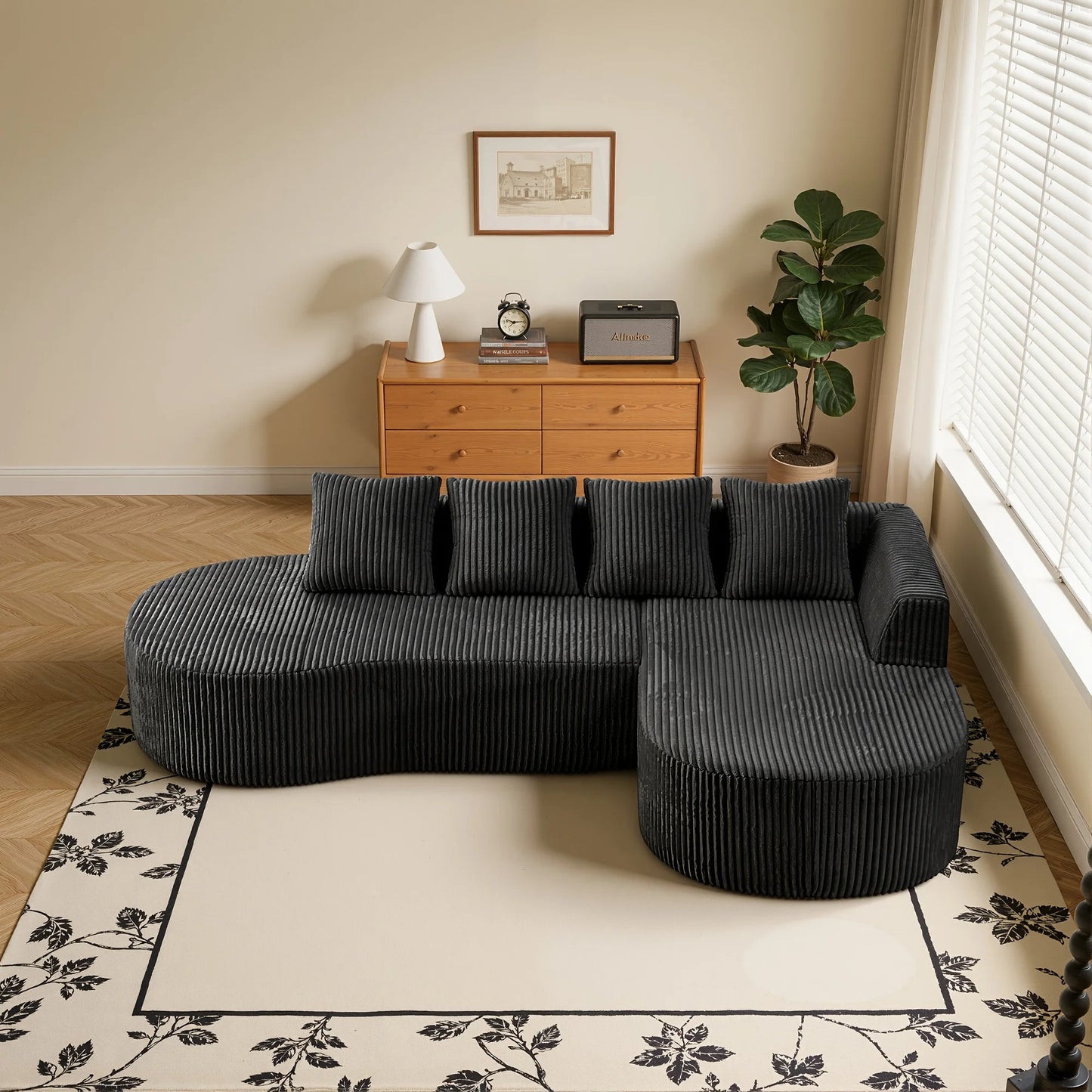 L-Shaped Modular Corduroy Cloud Sofa