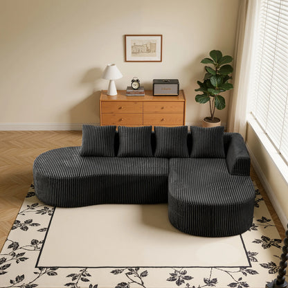 L-Shaped Modular Corduroy Cloud Sofa