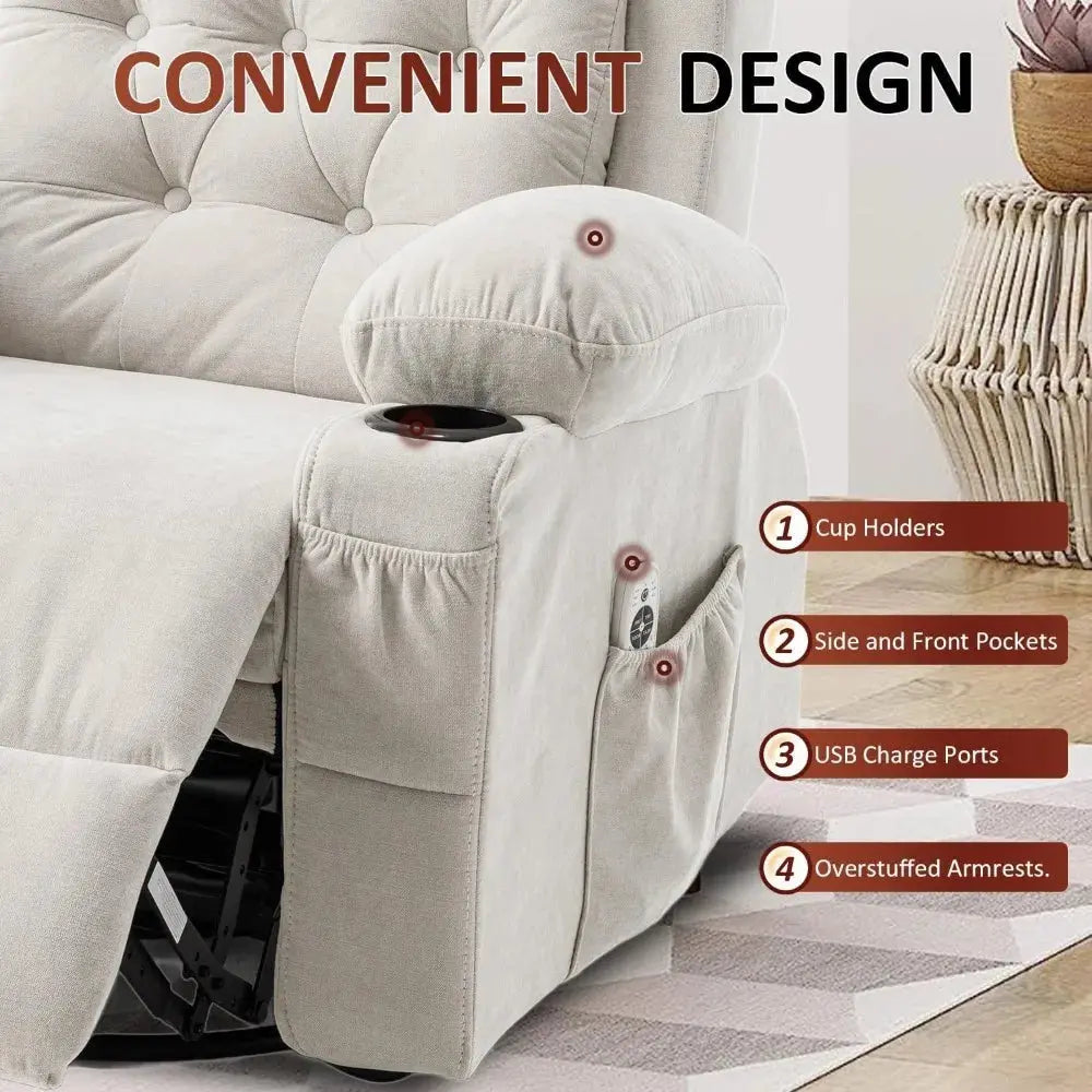 Massage Heated Rocker Recliner Chair with Swivel comfydesigners