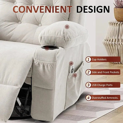Massage Heated Rocker Recliner Chair with Swivel comfydesigners