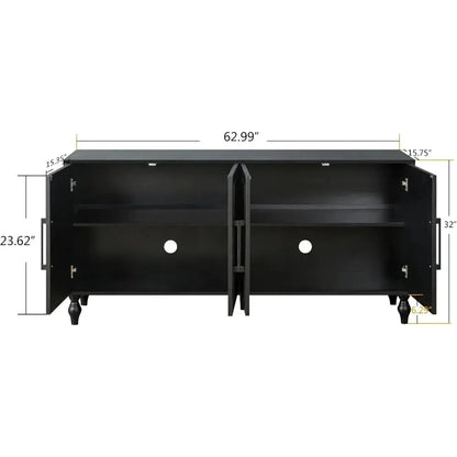 Sideboard Buffet Credenzas for Living Room, 63 Antique Black Entryway Table with Storage Accent Cabinet, Carved Flowers Doors & comfydesigners