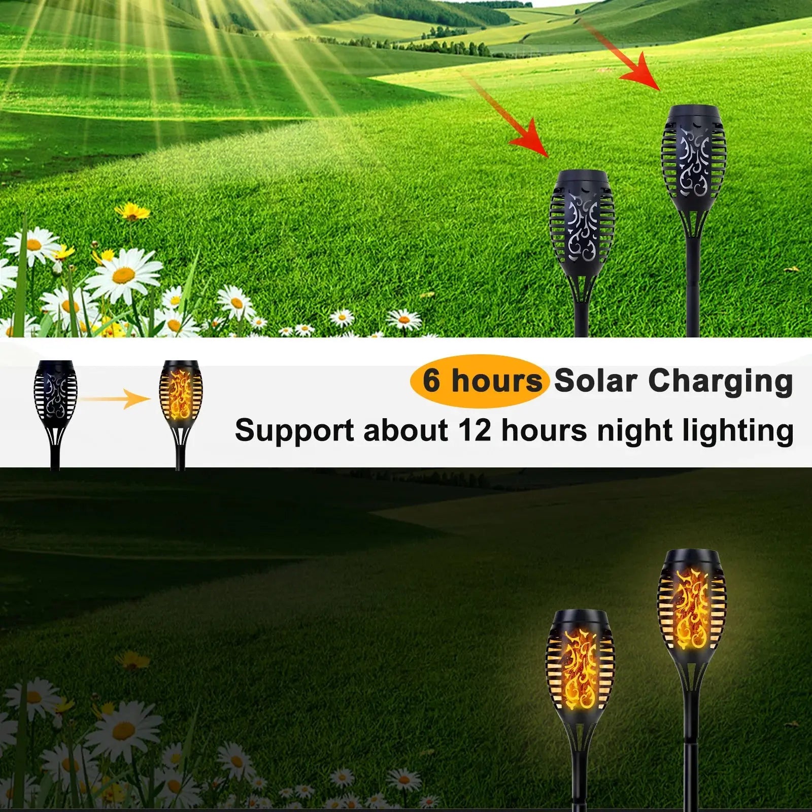 Light Up the Night, Naturally — Solar Flickering Flame Torch Pathway Lights, Sets of 4, 6, 8 & 12 comfydesigners