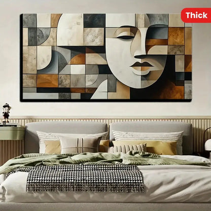 Hand-Painted Abstract Geometric Oil Painting | Canvas Wall Art with Solid Wood Frame comfydesigners