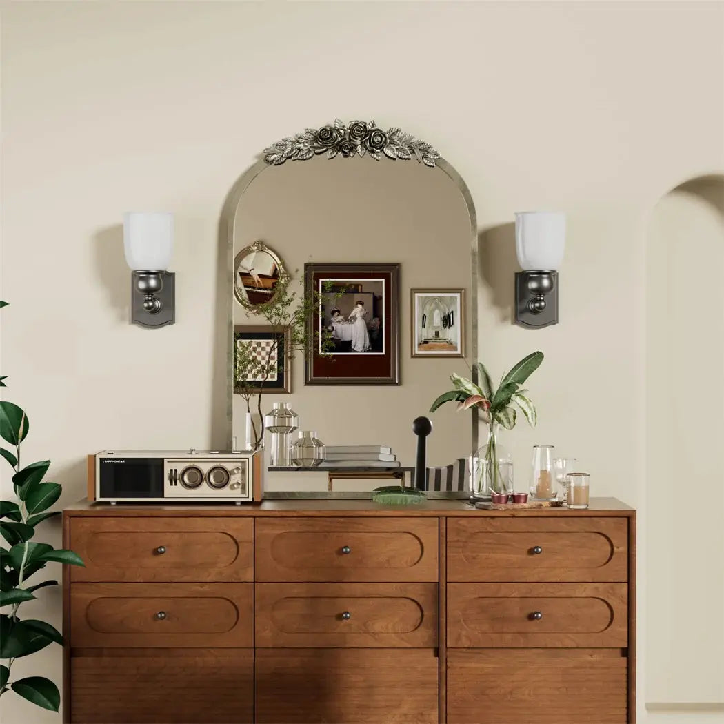 Arched Baroque Wall Mirror | Antique Brass Gold Finish, Decorative Wall-Mounted Mirror — 2 Sizes comfydesigners
