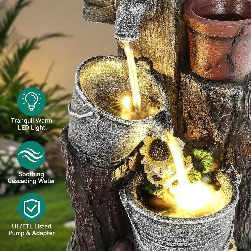 A Little Garden. A Little Magic. A Lot of Peace. — Tree Stump Birdhouse Fountain with LED Lights & Mini Planter comfydesigners
