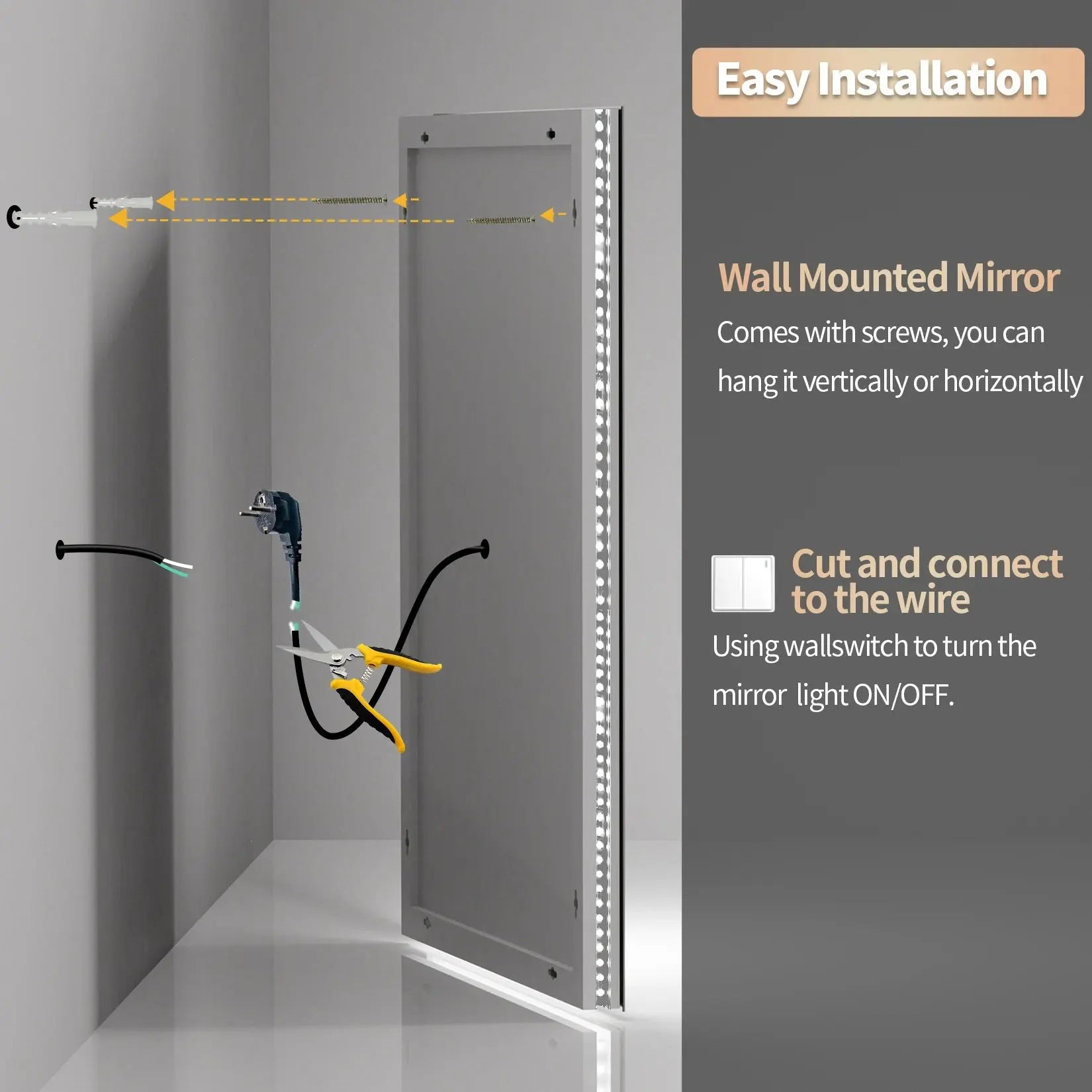 LED Backlit Bathroom Mirror | Dimmable, Anti-Fog, Touch Control comfydesigners