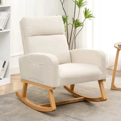 Sherpa Nursery Glider Rocking Chair with Pockets comfydesigners
