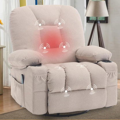 Massage Heated Rocker Recliner Chair with Swivel comfydesigners