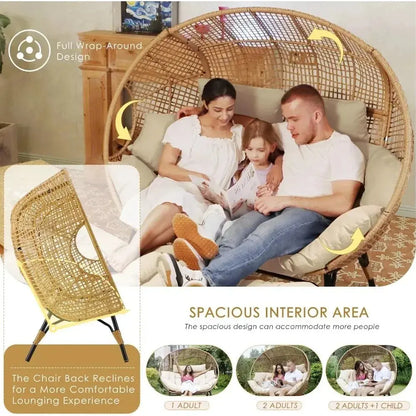 Oversized Double Egg Chair Lounger | 2-Person Wicker Outdoor Chair comfydesigners