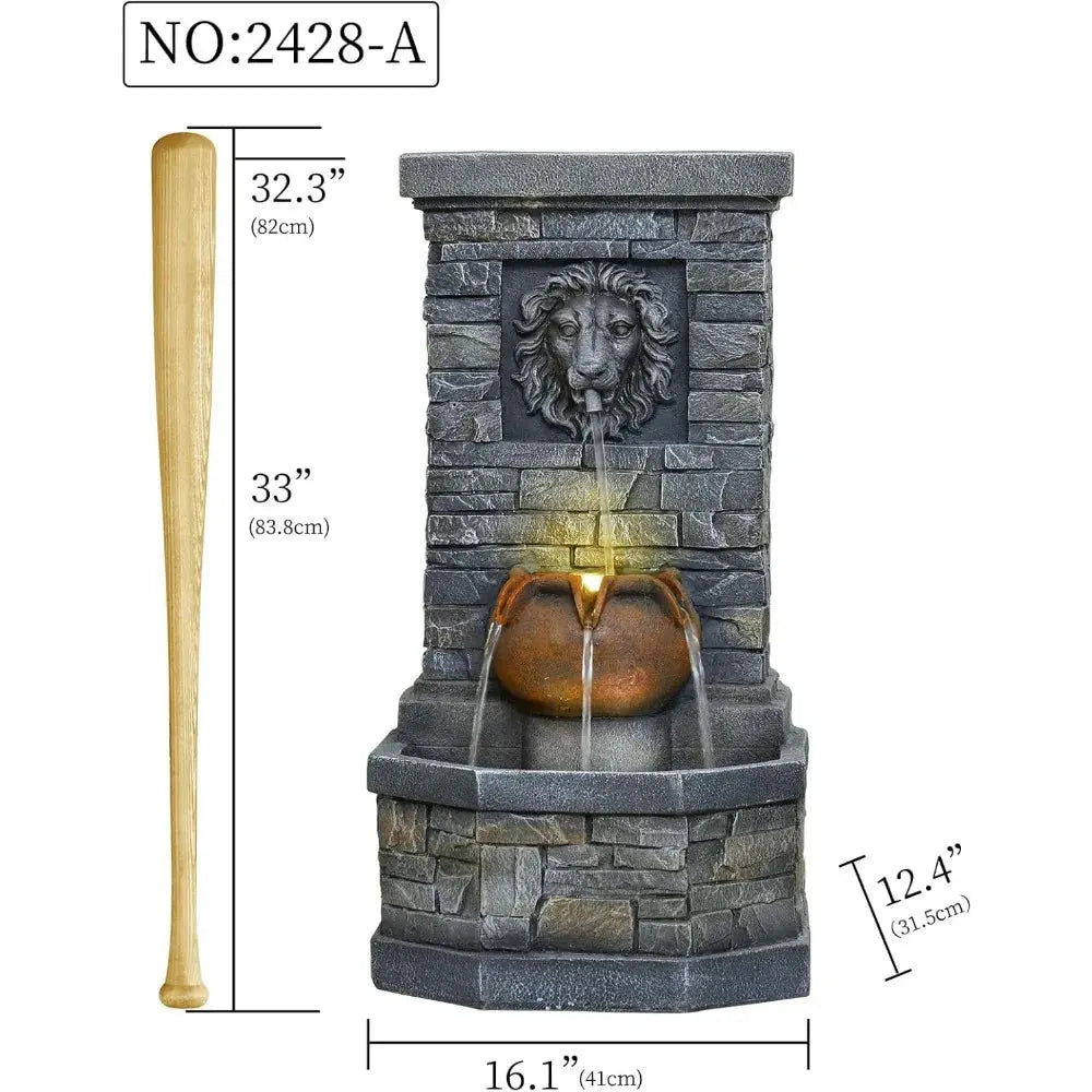 A Statement of Serenity — Lion Head Stone Water Fountain with Soft-Glow LED Lights comfydesigners