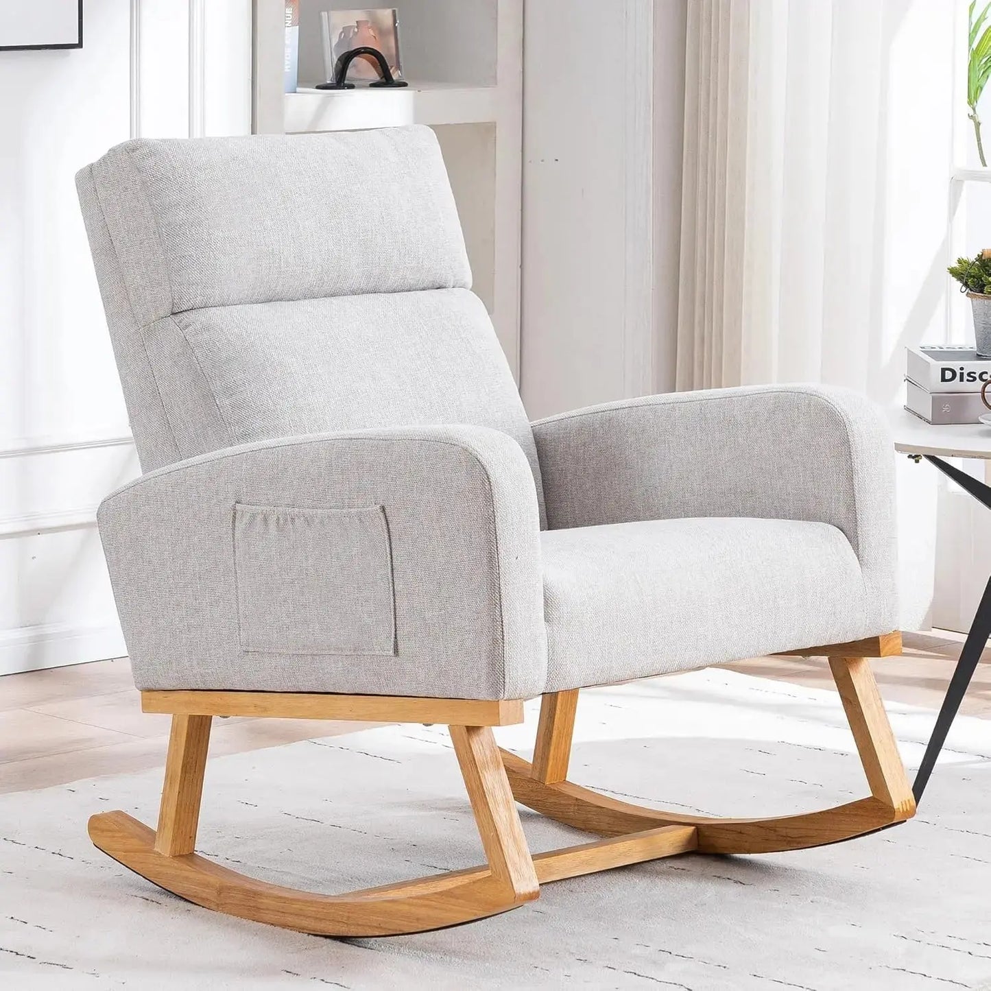 Sherpa Nursery Glider Rocking Chair with Pockets comfydesigners