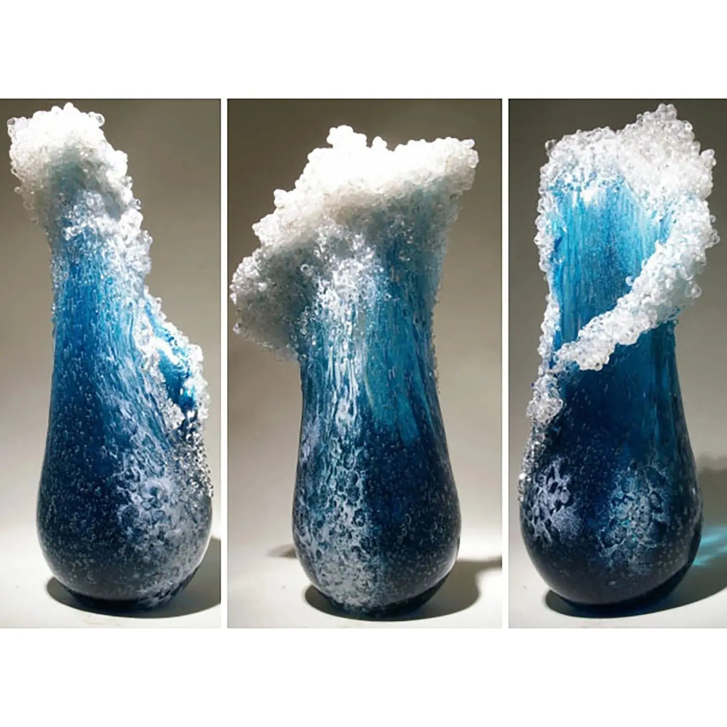 Sea Wave Blue Resin Vase comfydesigners