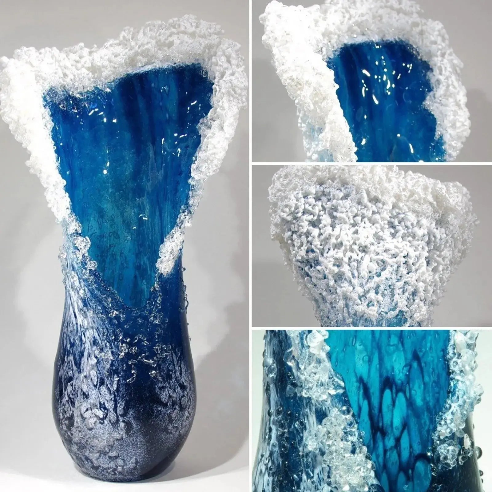 Sea Wave Blue Resin Vase comfydesigners