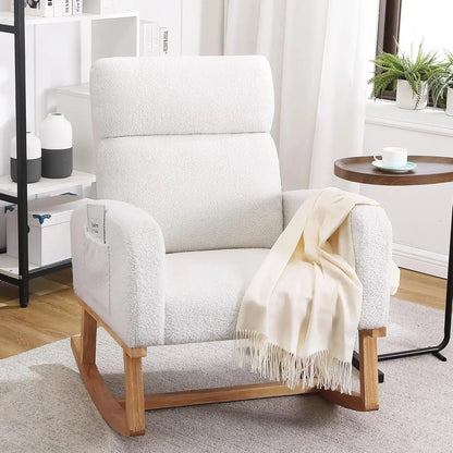 Sherpa Nursery Glider Rocking Chair with Pockets comfydesigners