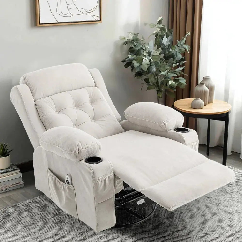 Massage Heated Rocker Recliner Chair with Swivel comfydesigners