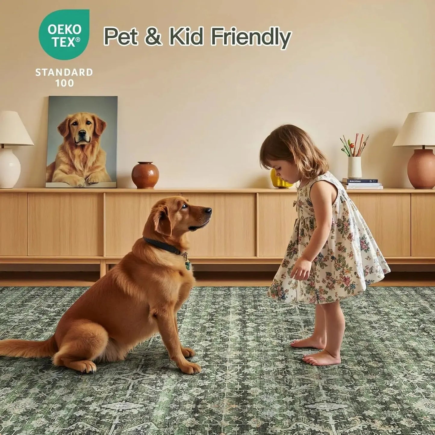 8x10 Washable Area Rug with Non-Slip Backing comfydesigners