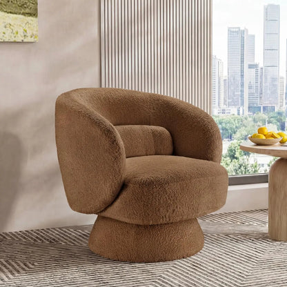 360° Swivel Boucle Barrel Chair — Lumbar