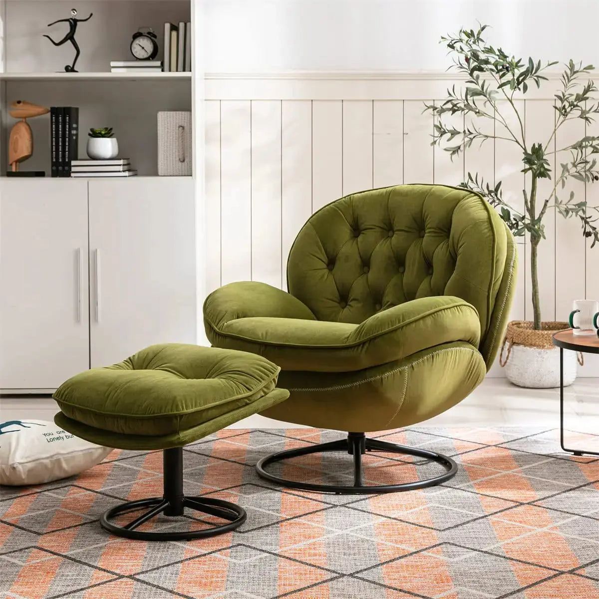 Velvet Swivel Accent Chair & Ottoman Set comfydesigners