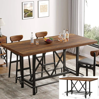 63" Farmhouse Dining Table, Seats 6 comfydesigners