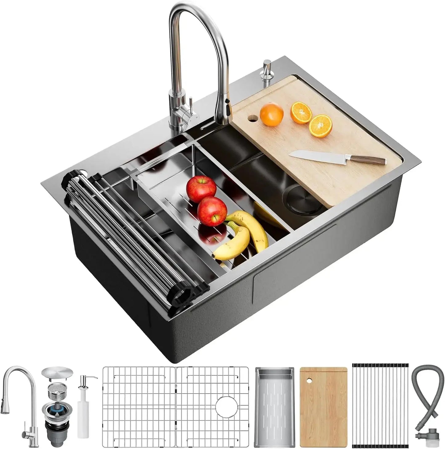 Stainless Steel Workstation Kitchen Sink | Single Bowl comfydesigners