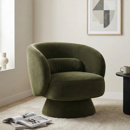 360° Swivel Boucle Barrel Chair — Lumbar