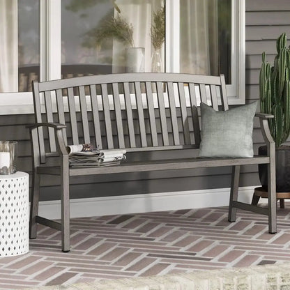 Sit. Stay. Enjoy. — 50" Rust-Resistant Farmhouse Outdoor Bench with Aluminum Seat & Iron Frame comfydesigners