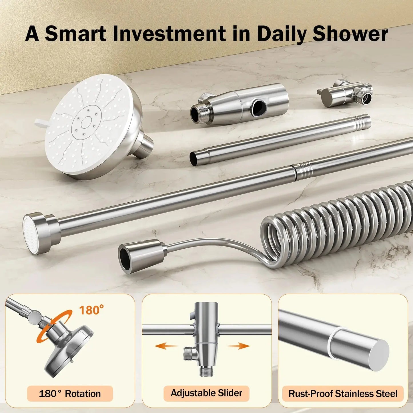 Dual High Pressure Shower Head with Adjustable Slider comfydesigners