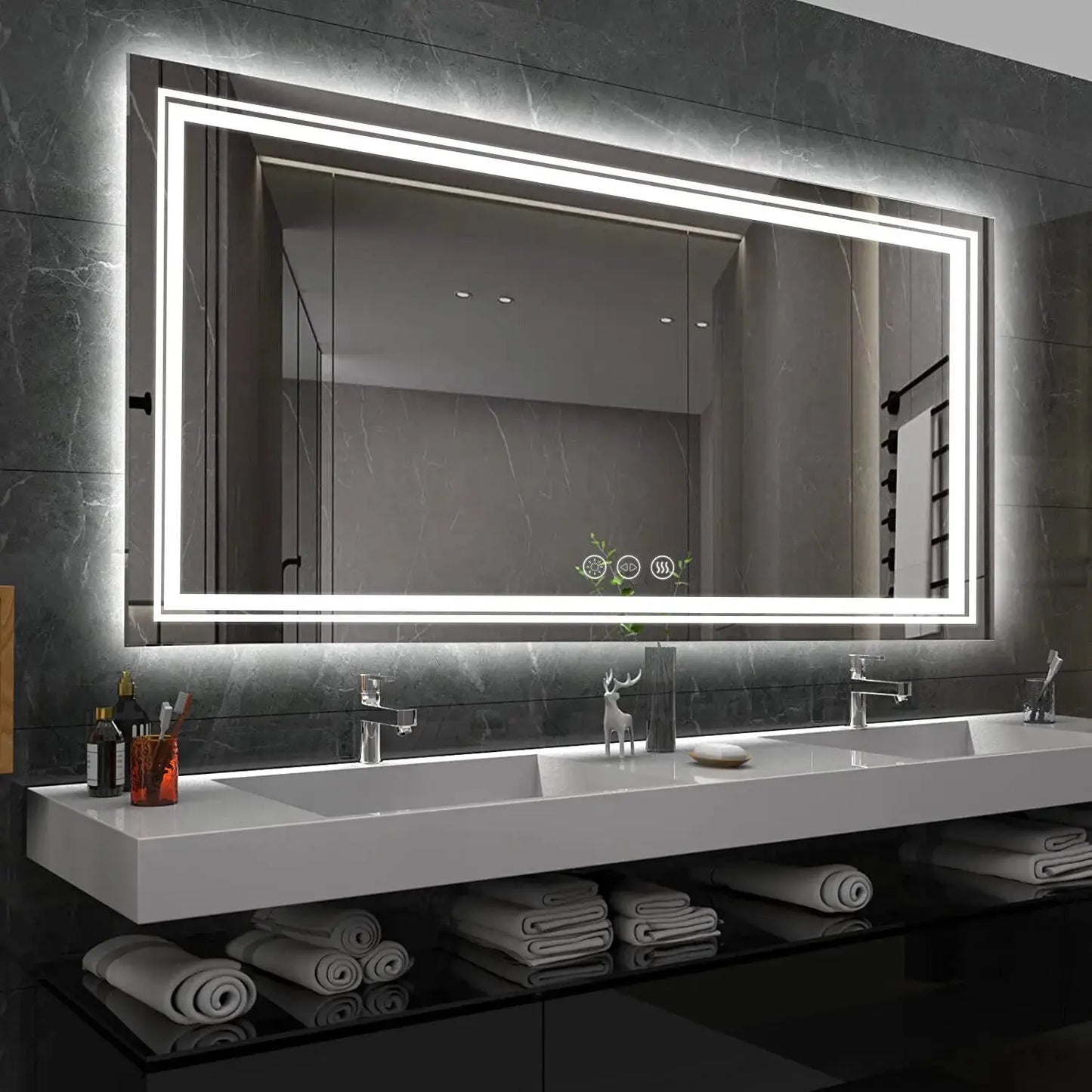 LED Backlit Bathroom Mirror | Dimmable, Anti-Fog, Touch Control comfydesigners