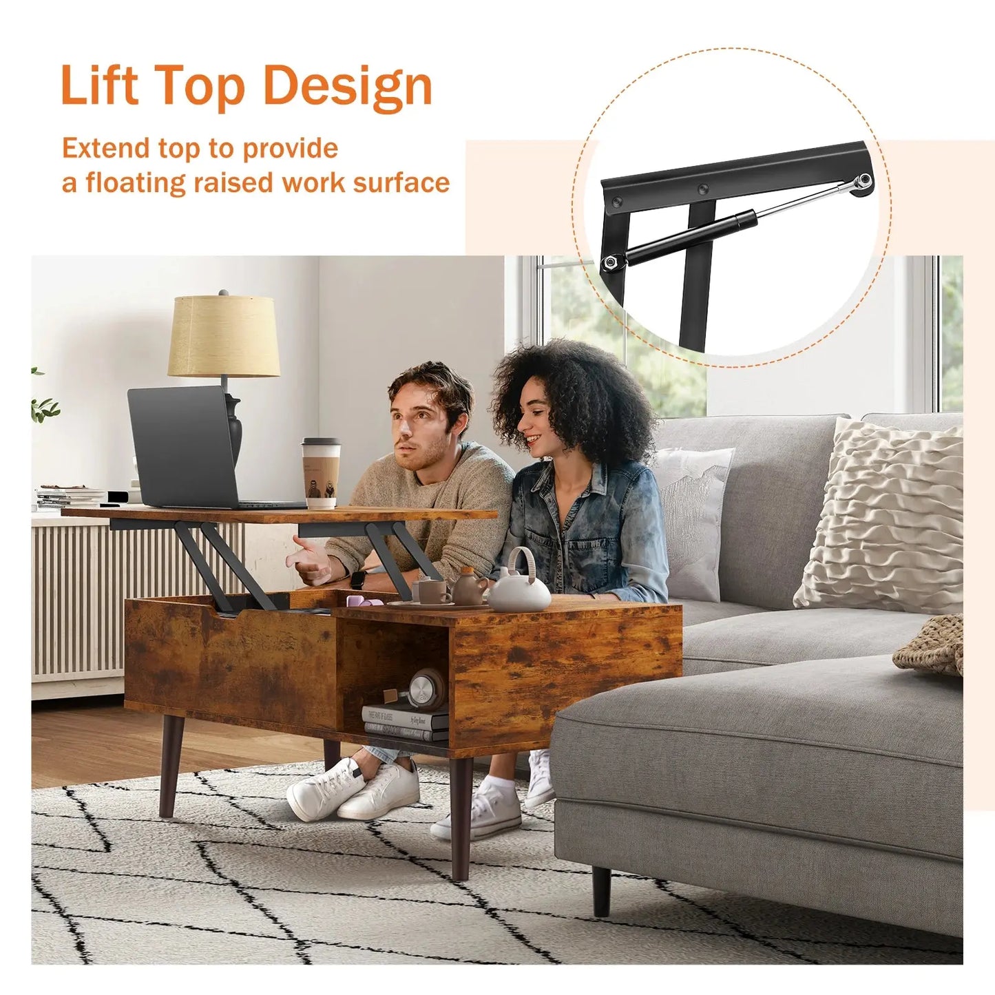 Lift Top Wood Rectangular Coffee Table comfydesigners
