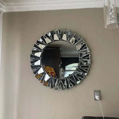 Silver Sunburst Decorative Round Wall Mirror comfydesigners