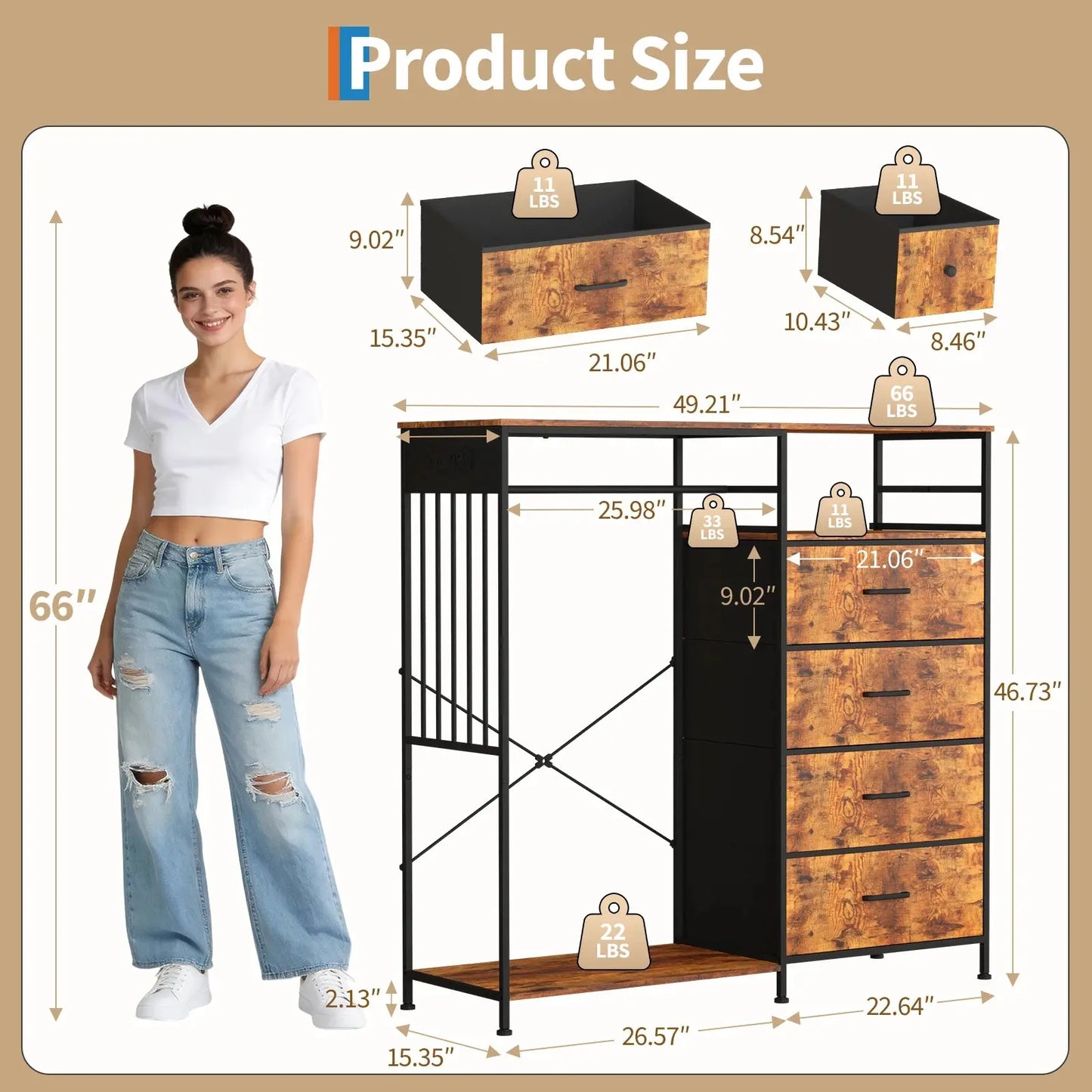 Your Bedroom's New Overachiever — 6-Drawer Dresser with Hanging Rack, LED Lights & Charging Station comfydesigners