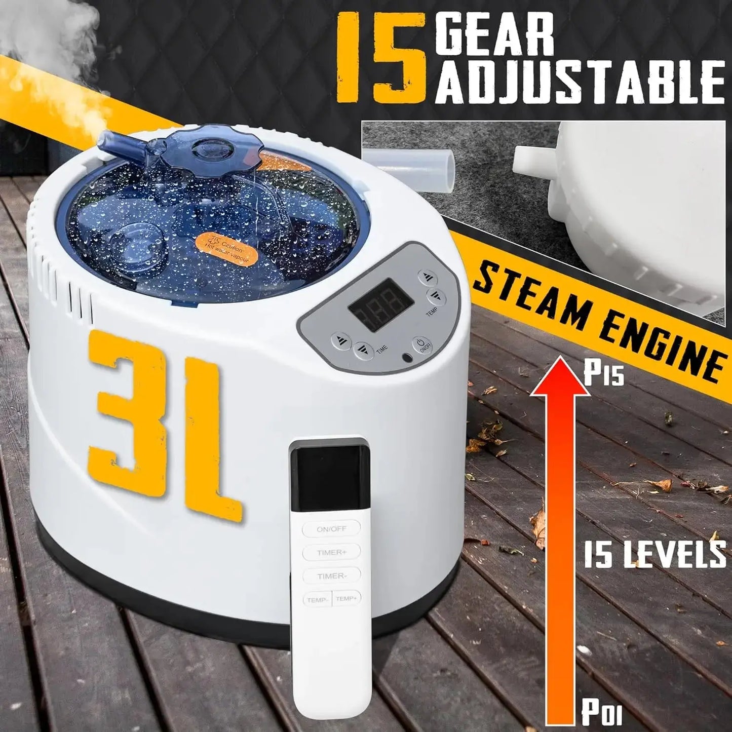 Large Portable Steam Sauna with Remote Control comfydesigners