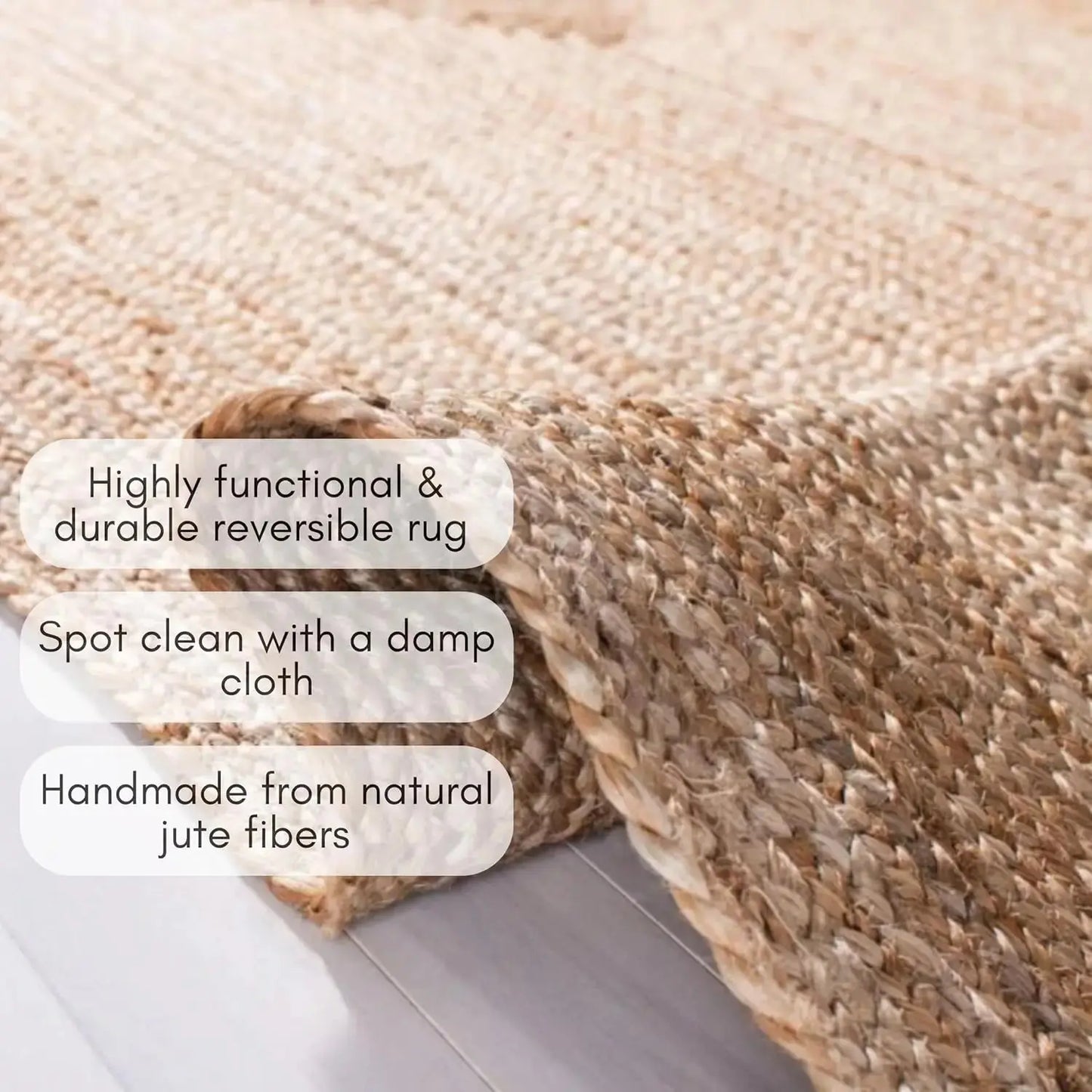 Handwoven Jute Reversible Area Rug comfydesigners