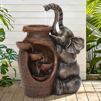 Find Your Calm — Handcrafted Elephant Cascading Water Fountain with Warm LED Lights comfydesigners