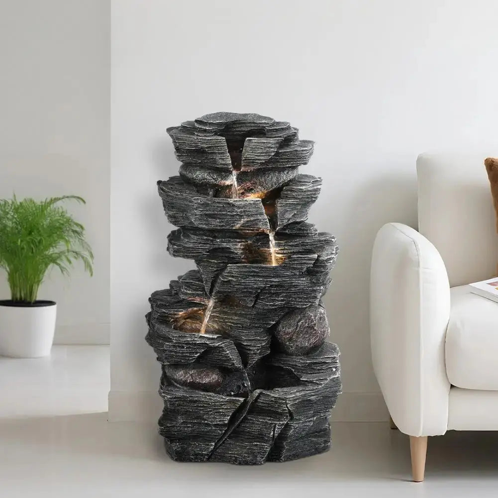 Bring the Waterfall Home — Multi-Tier Cascading Rock Fountain with Warm LED Lights comfydesigners