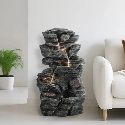 Bring the Waterfall Home — Multi-Tier Cascading Rock Fountain with Warm LED Lights comfydesigners
