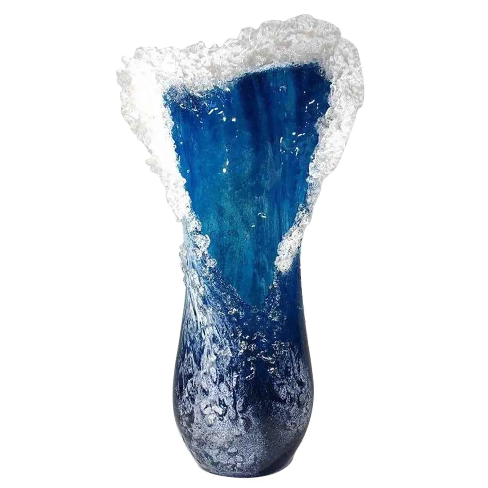 Sea Wave Blue Resin Vase comfydesigners